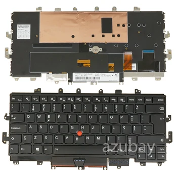 Португальская клавиатура для ноутбука PT Lenovo Thinkpad X1 Yoga 1-го поколения (Тип 20FQ, 20FR) 00JT880 01AW919, с подсветкой, черная, Новая Оригинальная