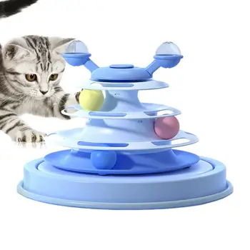 Игрушка Cat Ball Track Toy Интерактивный Игрушечный Ролик Для Кошек С 4-уровневым Аксессуаром Для Домашних Животных Для Котенка Больших И Маленьких Средних Кошек Для Игр
