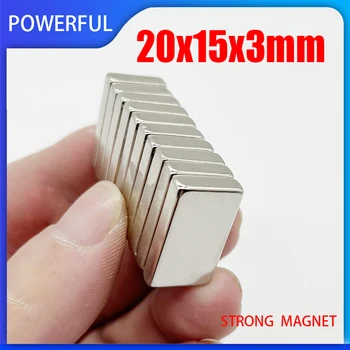 5 ~ 50ШТ Блок 20x15x3 мм Мощные магниты N35 20 мм X 15 мм X 3 мм с постоянными магнитами 20*15*3 Сильный неодимовый магнитный диск